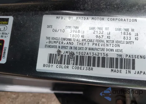 2010 Mazda Mazda3 I Touring z USA, uszkodzony, nr VIN JM1BL1SG2A1342156